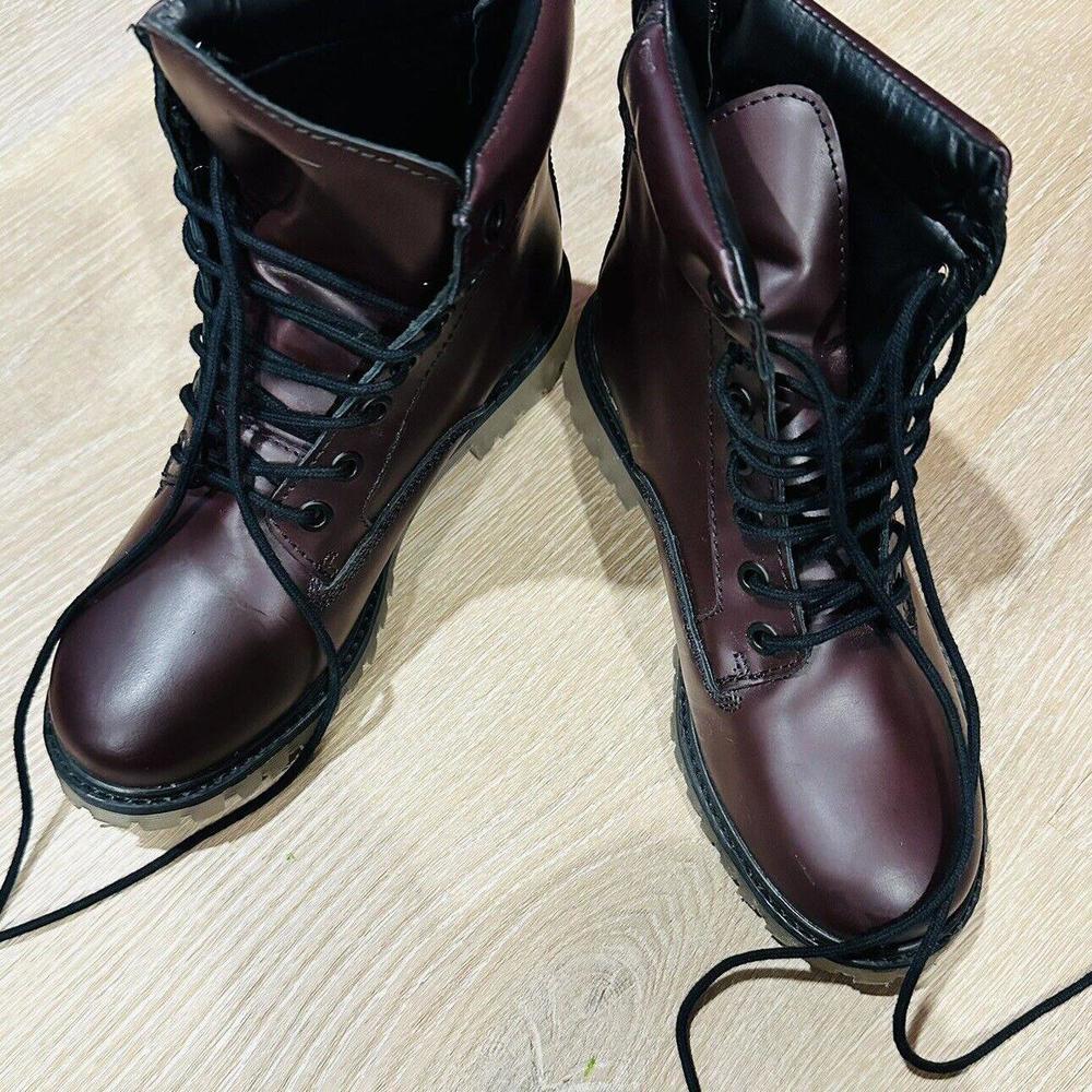 Lace up zara kids boots Burgundy